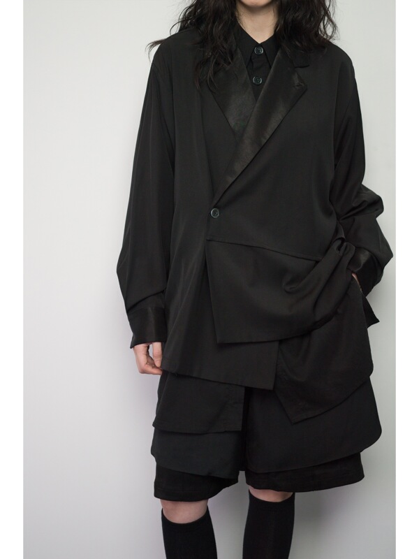 「Ilnya」Eden_Suit Shirt Spring and Autumn Casual Unisex Flowing Satin Drape Jacket