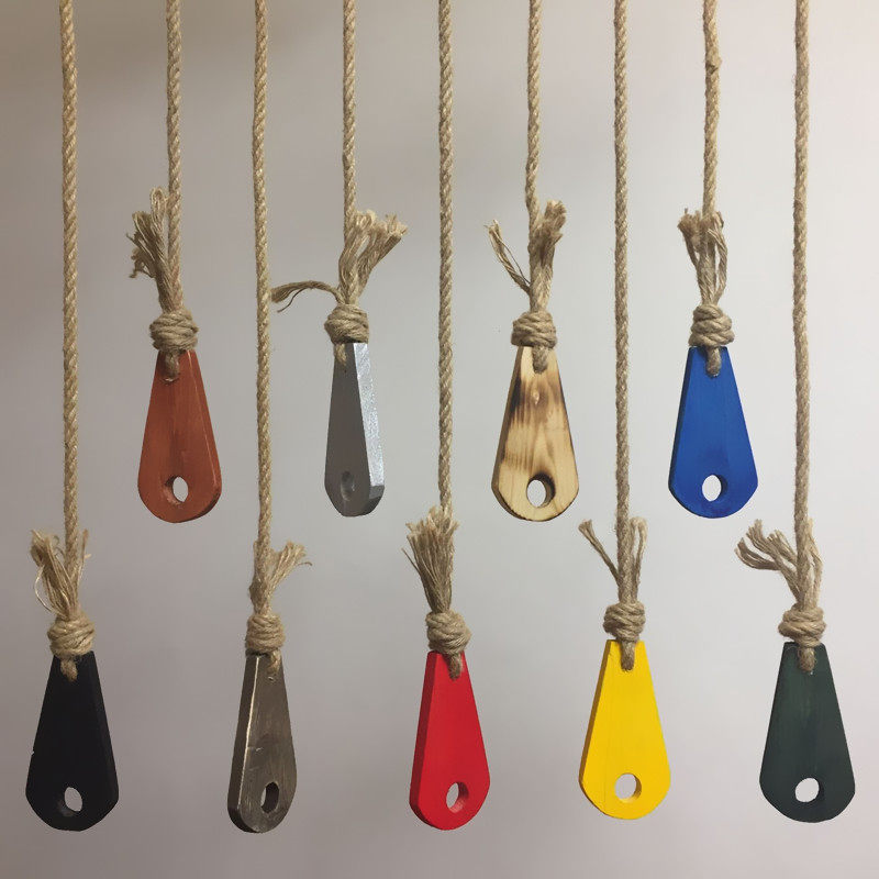 Clothing store retro hanger hemp rope ring adhesive hook hanger hanging wooden stick hanger creative hanging display rack