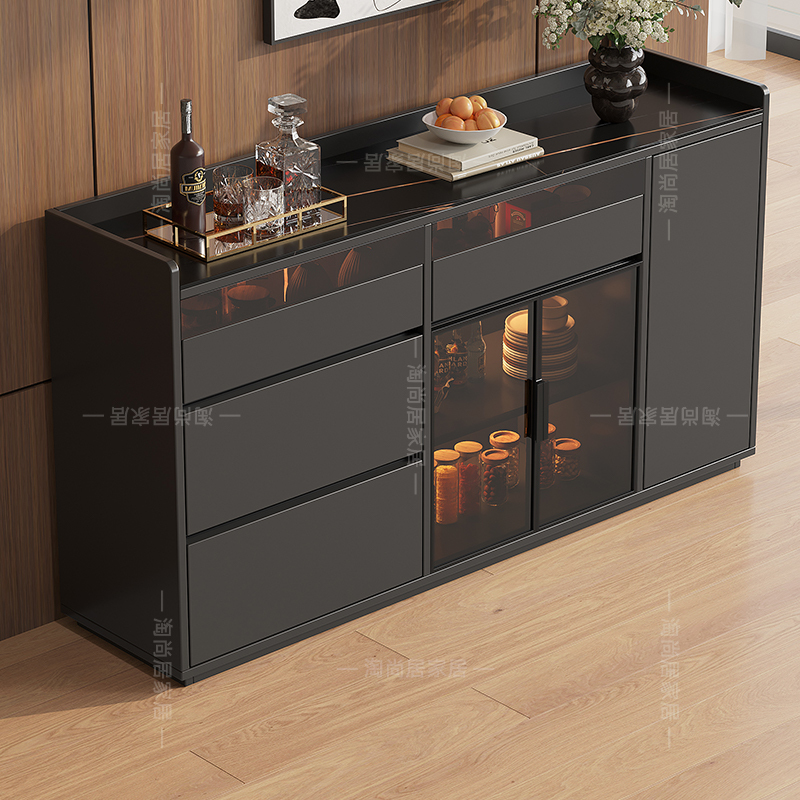 High-End Light Luxury Italian-Style Slate Sideboard Multi-Layer Storage Cabinet Home Kitchen Storage Cabinet Wall-Mounted Integrated Storage Cabinet