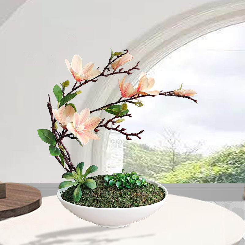 And Home Upmarket Fresh Emulation Jade Orchid White Porcelain Basin Suit Pendulum Potted Plant Light Lavish Decoration Flowers Home Decoration Flowers-Taobao