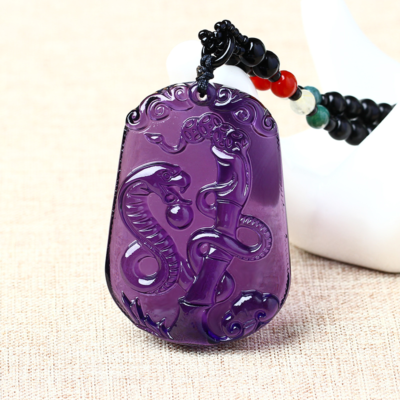 Amethyst Snake pendant Jade Snake Mascot Snake Serpent Ornament Jade pendant Rui snake Yinghong