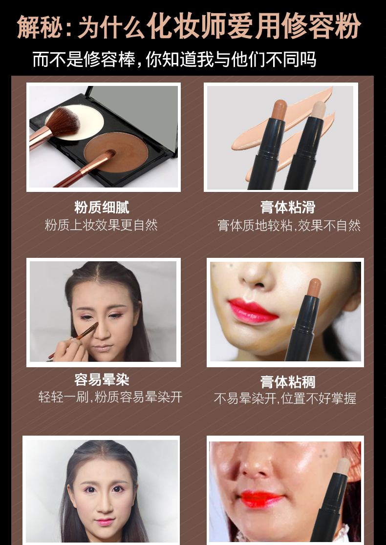 Tình yêu Huiji hai màu ánh sáng cao năng lực sửa chữa bột bóng bóng mũi tóc bóng tóc sửa chữa vẻ đẹp dính bóng sáng bắt đầu rung kem highlight