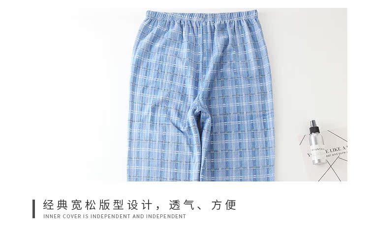 Quần cotton pyjama nam dài quần thun eo rộng quần nhà dày mùa thu kích thước lớn quần nhà mỏng phần đơn quần mặc nhà unisex