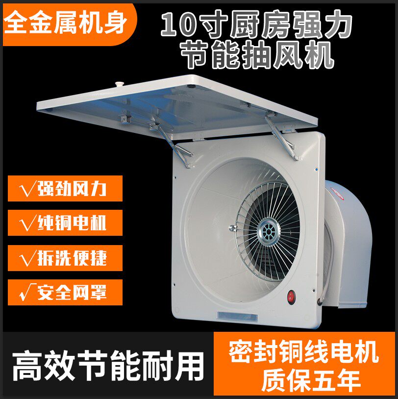 10 inch with mesh turbine simple oil smoke exchanges fan household kitchen window wall exhaust fan powerful fan