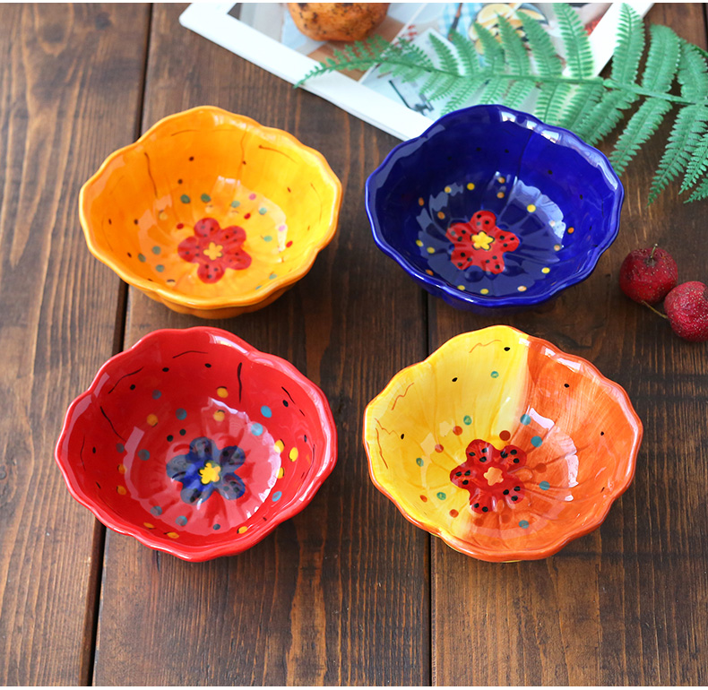 Hand - made ceramic tableware girl heart lace fruit salad bowl dessert bowl bowl irregular shaped pattern petals