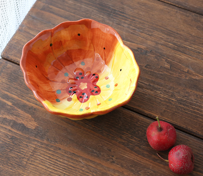 Hand - made ceramic tableware girl heart lace fruit salad bowl dessert bowl bowl irregular shaped pattern petals