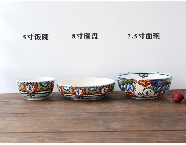 Bohemia hand - made ceramic tableware single rice noodles soup bowl web celebrity abnormity bowl plate suit household composition