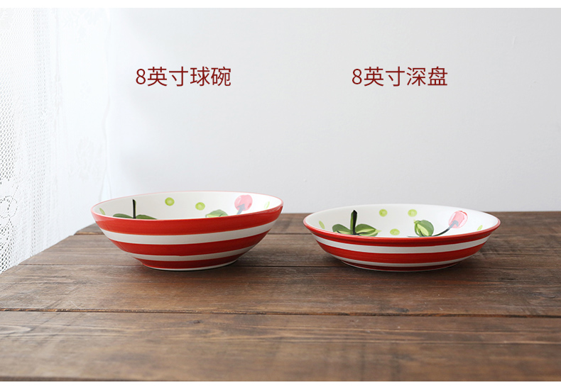 Ceramic tableware eight inches ball mercifully rainbow such as bowl bowl of individual creative move hand - made home soup bowl big rainbow such as bowl a salad bowl