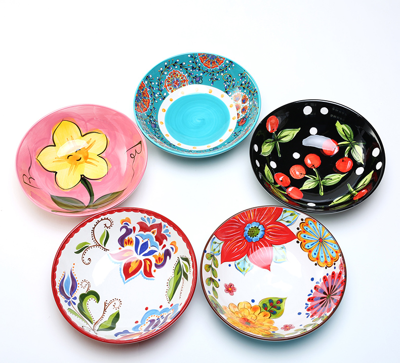 Ceramic tableware eight inches ball mercifully rainbow such as bowl bowl of individual creative move hand - made home soup bowl big rainbow such as bowl a salad bowl