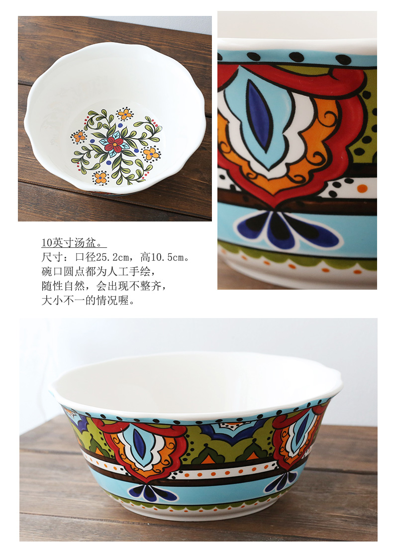 Large size ceramic soup basin Large soup bowl hotel tableware household rainbow such use small never dish of boiled fish bowl meal basin