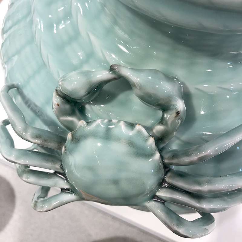 Yixing celadon porcelain home decoration flower implement sitting room place flower vase study stippling crab basket statute