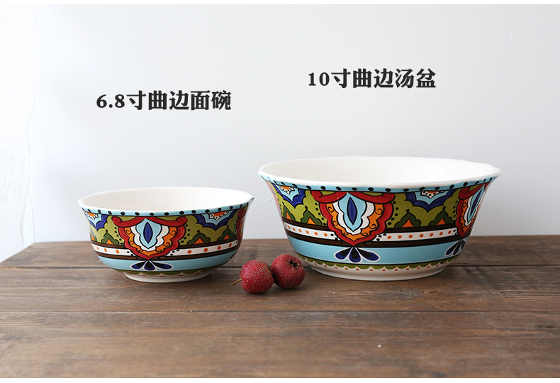 Bohemia hand - made ceramic tableware single rice noodles soup bowl web celebrity abnormity bowl plate suit household composition