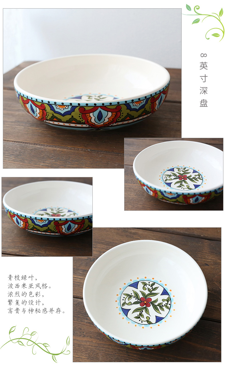 Bohemia hand - made ceramic tableware single rice noodles soup bowl web celebrity abnormity bowl plate suit household composition