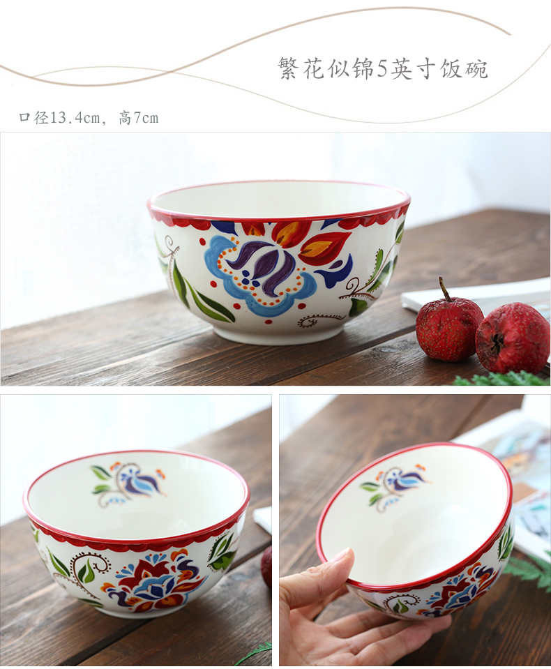 Ceramic glaze color hand - made lovely tableware under home 5 inches creative breakfast porridge porringer single eat bread and butter