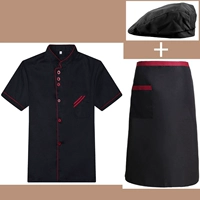 Черная шапка, фартук, короткий рукав