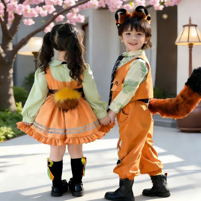 【Zootopia】Boys and Girls Fox Nick and Lola Cosplay Costume Dress Children's Performance Clothing