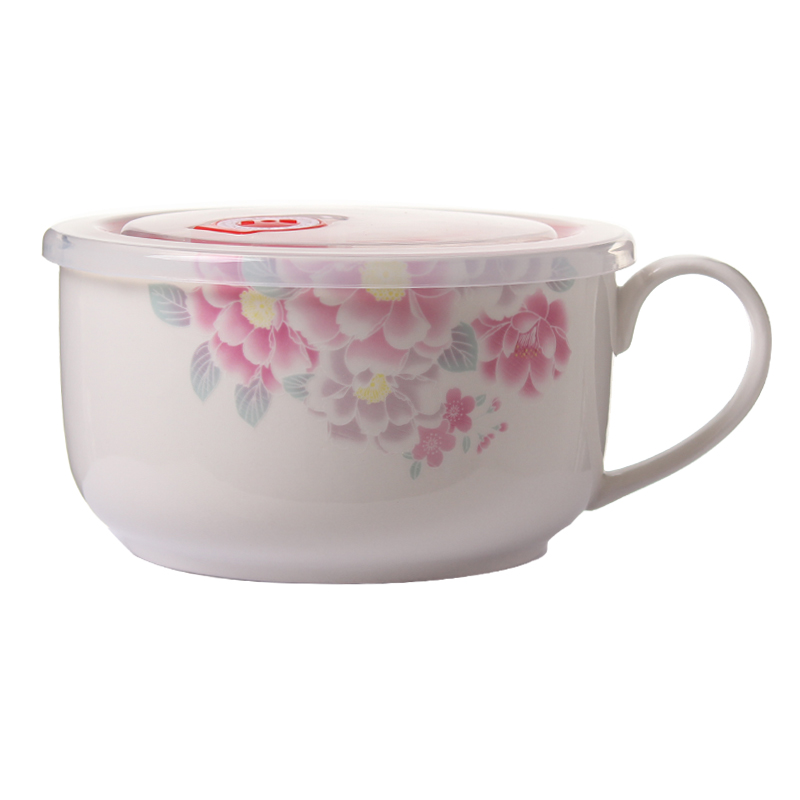 Original style Ceramic lunch box Fresh bowl Noodle bowl cup Large seal with lid with handle Bento New single