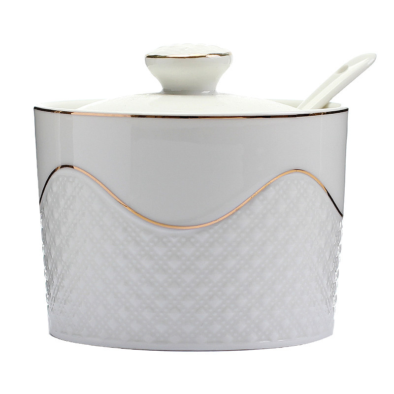 Original Taste Ceramic Seasoning Jar Sauce Kit single 1 oil splash Spicy Sub Round Rind with lid spoon Home