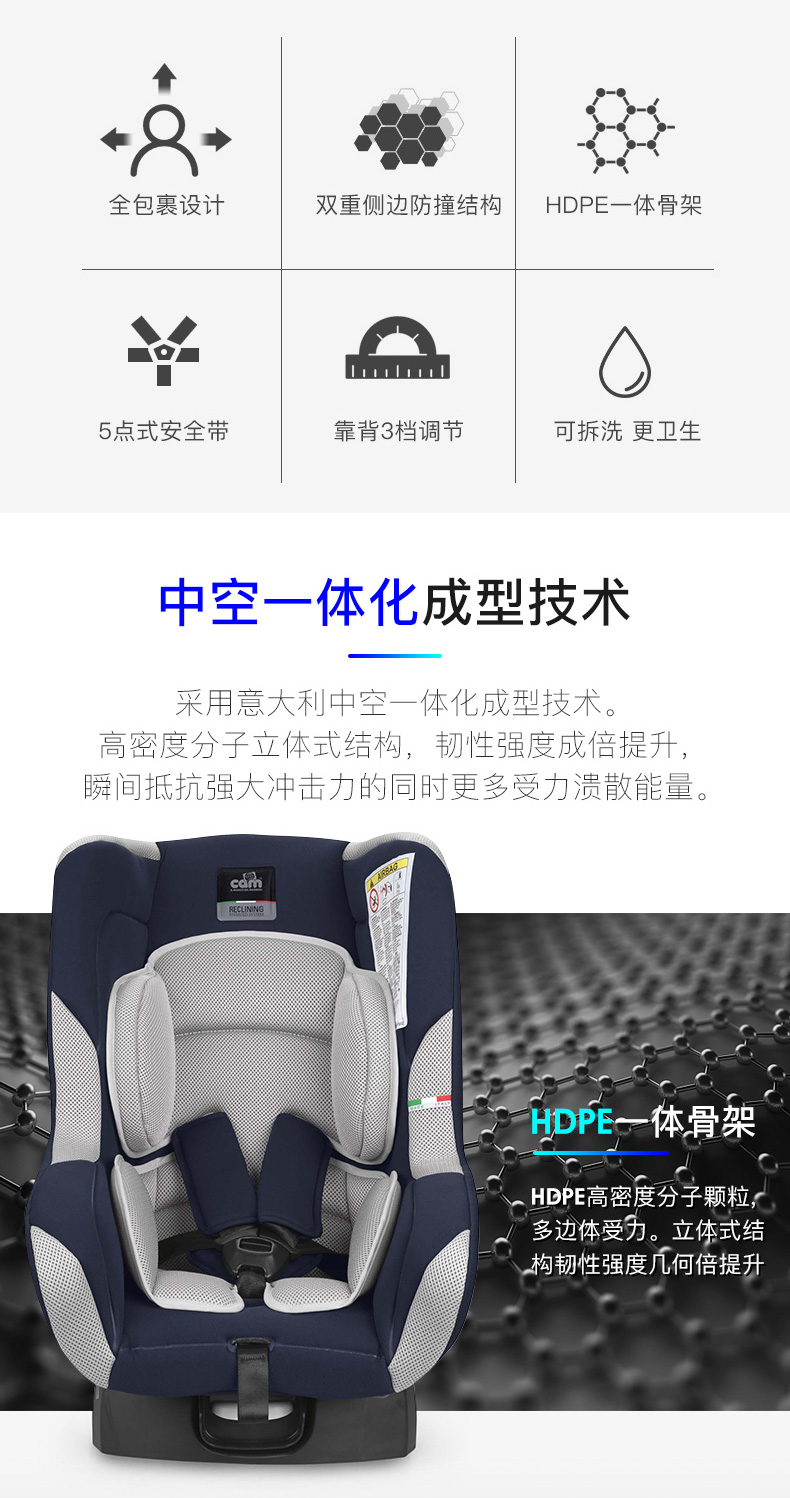 意大利原装进口 cam 儿童汽车安全座椅 欧盟ECE国标双检测 0-4岁 图3