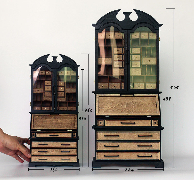 bjd场景道具娃屋 【墨墟】6分4分3分娃屋家具bjd欧式古典首饰古董柜材料包 Ink market