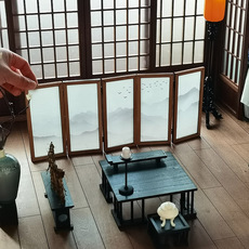 bjd场景道具娃屋 【墨墟】六分ob11通用娃屋家具古风屏风成品 Ink market