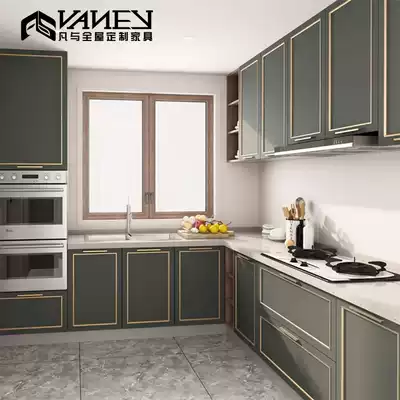 Monolithic cabinet custom integrated open kitchen? Car custom modern light luxury quartz stone countertop Chengdu whole house custom