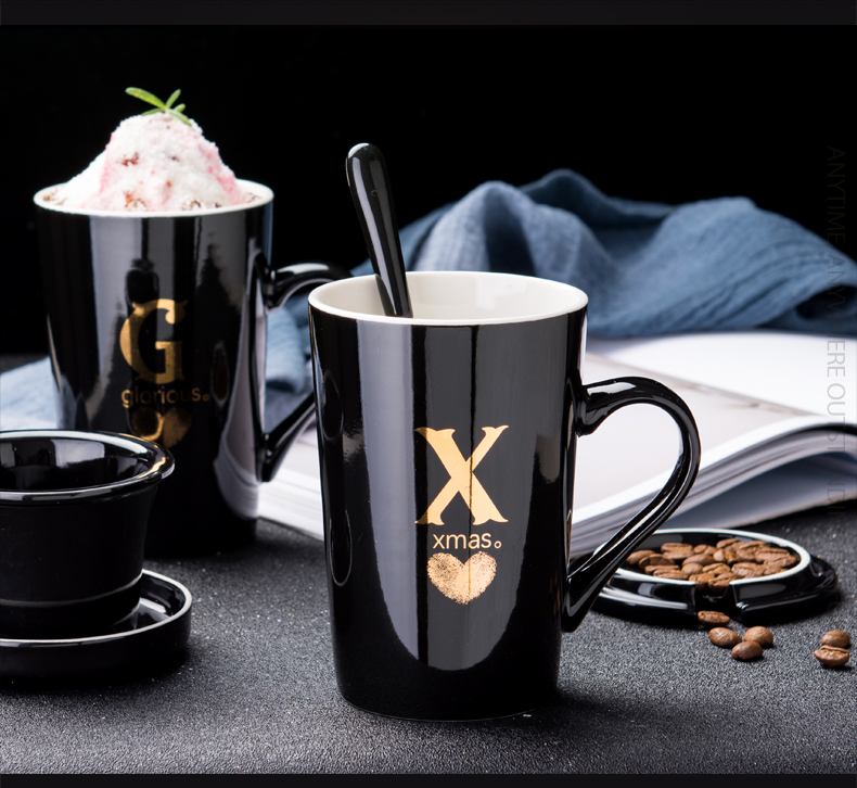 European creative ceramic cups with cover a spoon) filter glass move lovers mugs office home tea cups