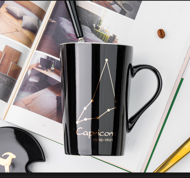 Creative move with cover glass ceramic keller spoon tide lovers ultimately responds a cup of coffee cup men 's and women' s cup