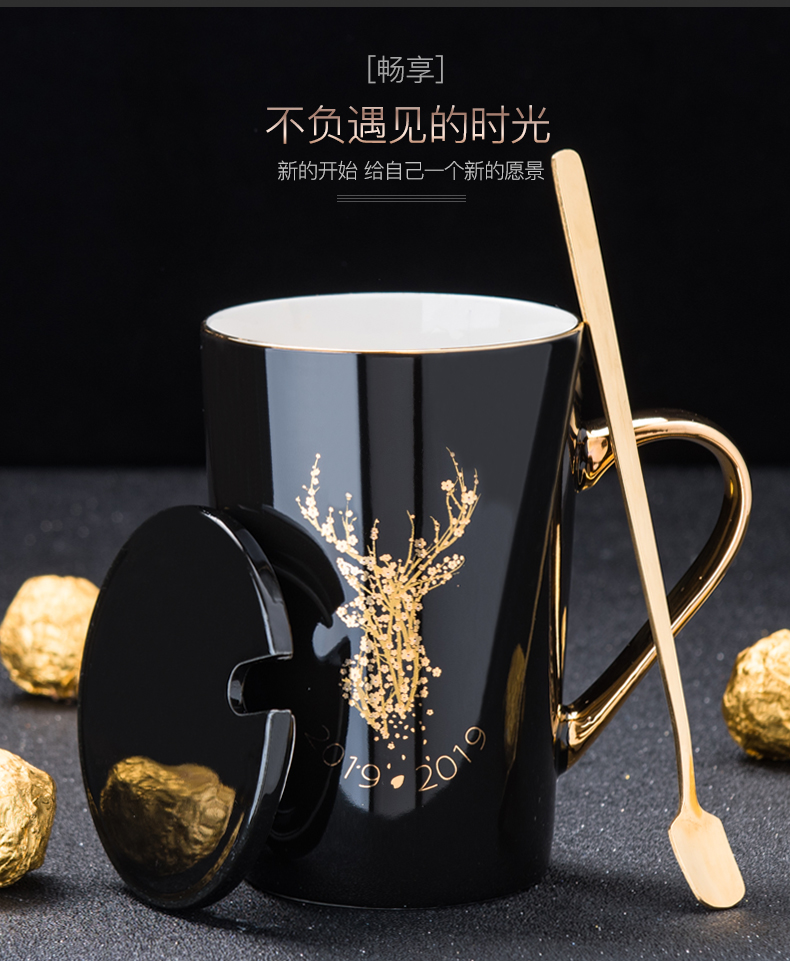 New Year gift cup creative pig cup move ceramic cup with cover spoon keller cup coffee cup