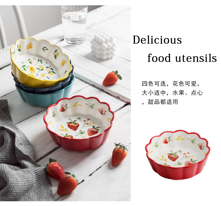 Japanese lovely ceramic bowl individual household move salad bowl web celebrity ins wind express young girl heart rainbow such use