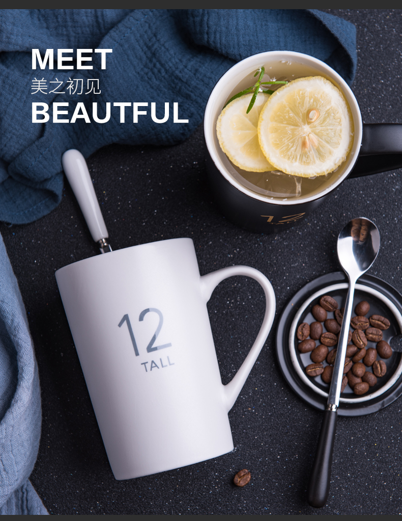 Creative ceramic cup ultimately responds cup home mark cup with cover spoon coffee cup tea custom men 's and women' s move trend