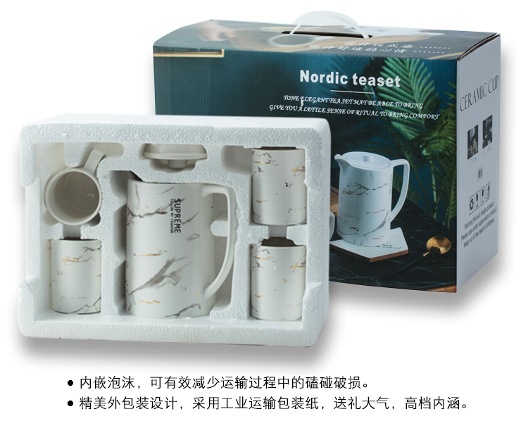 The Nordic idea ceramic tea set suits for domestic large capacity flower pot male move woman pure manual small tea cups