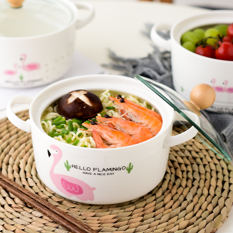 The Nordic style, creative and lovely ceramic bowl individual students mercifully rainbow such use one household utensils with cover fruit bowl