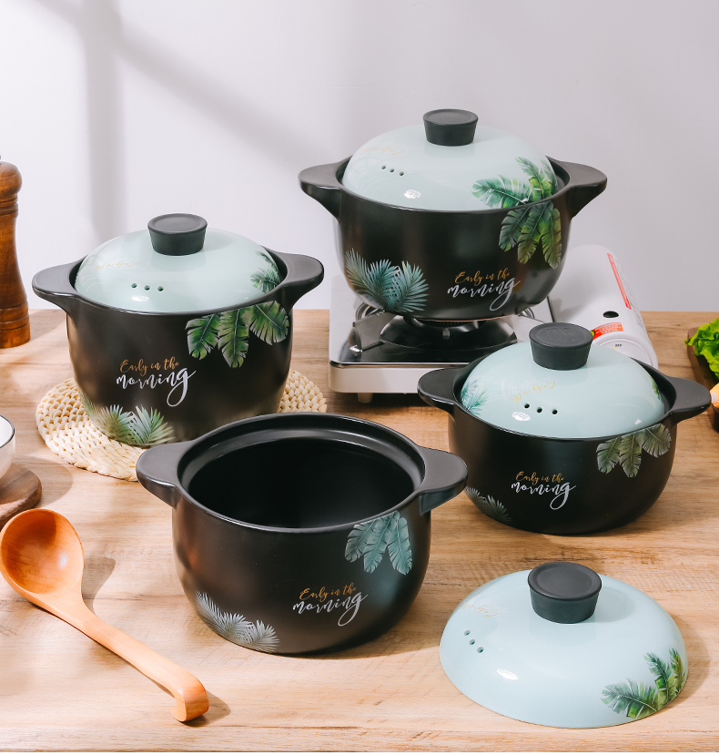 Household high - temperature gas crock soup pot ceramic casseroles, large capacity simmering saucepan flame soup rice soup