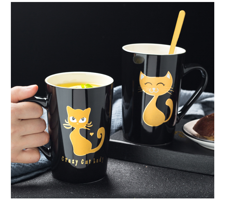 Express the cat cup creative female students move household ceramic cups with cover spoon keller office tea cups