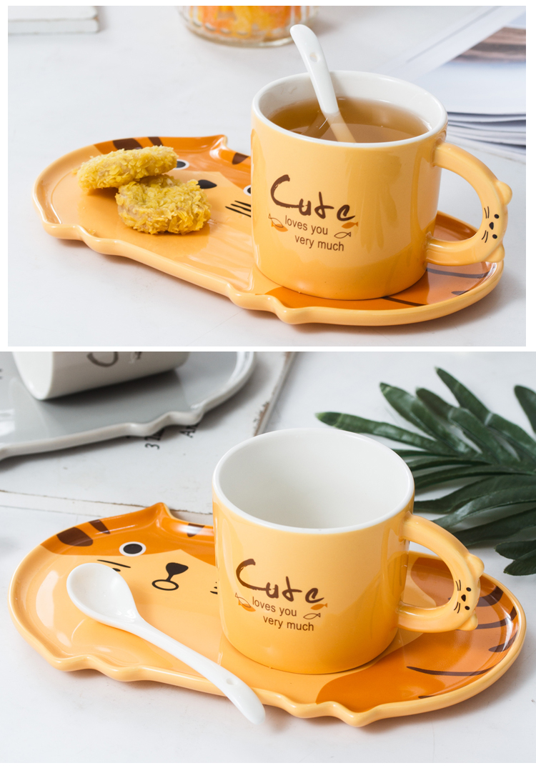 Express cartoon coffee cups and saucers creative European small delicate light much exquisite ceramic cup tea cup