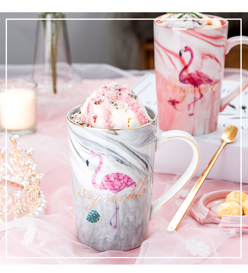 Creative ins Nordic ceramic cup home move contracted mark cup with cover female couples cup coffee cup