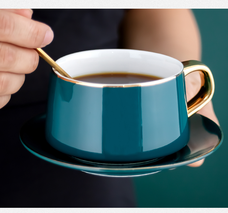 Creative coffee cup small European - style key-2 luxury home in the afternoon tea ceramic cup high - grade office coffee cup dish suits for