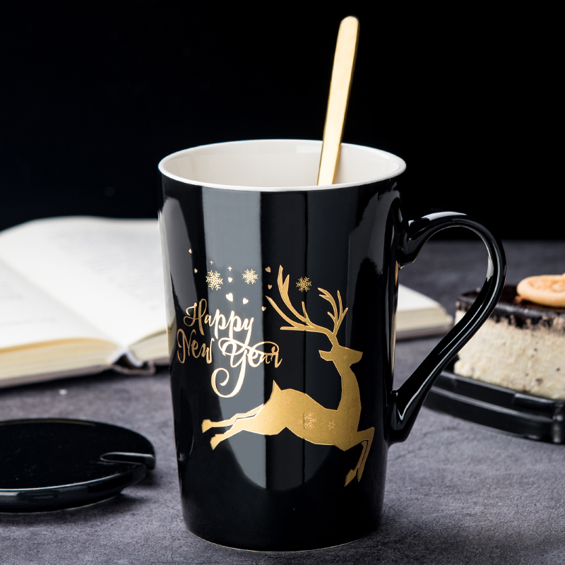 Creative move ceramic cup pig cups domestic large capacity keller spoon tide lovers coffee cup with cover