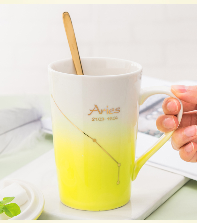 Korean express girl students mark cup with cover teaspoons of creative move ceramic cup coffee cup home office cup