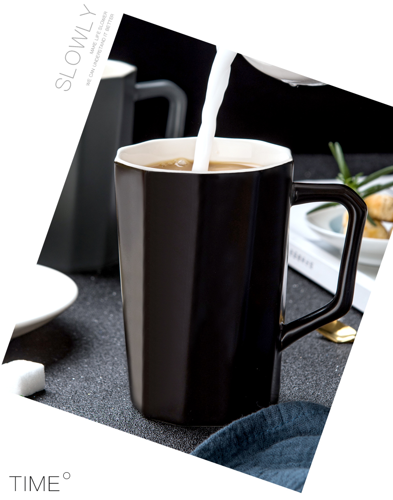 Creative ou mark cup men 's and' s ceramic cup coffee cup with cover spoon move trend a pair of glass office