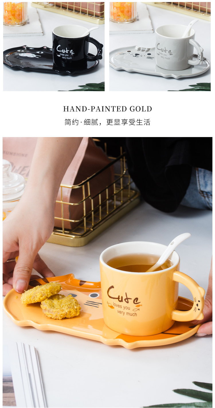 Express cartoon coffee cups and saucers creative European small delicate light much exquisite ceramic cup tea cup