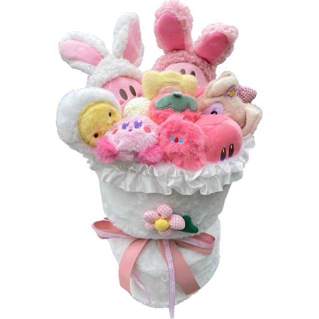 Strawberry Bear Bouquet ດາວ Kirby Cute Rabbit Doll Bouquet ສໍາເລັດຮູບສ້າງສັນຂອງຂວັນວັນພັກວັນເກີດ