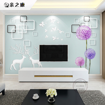 8d TV background wall wallpaper custom modern simple elk film and television Wall mural decoration living room three-dimensional wall cloth