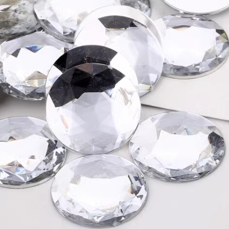 DIY Jewelry Accessories Mobile Phone Decoration Nail Art Taiwan Acrylic Flat Bottom Non-Porous Rhinestone White Round Chamfered Surface