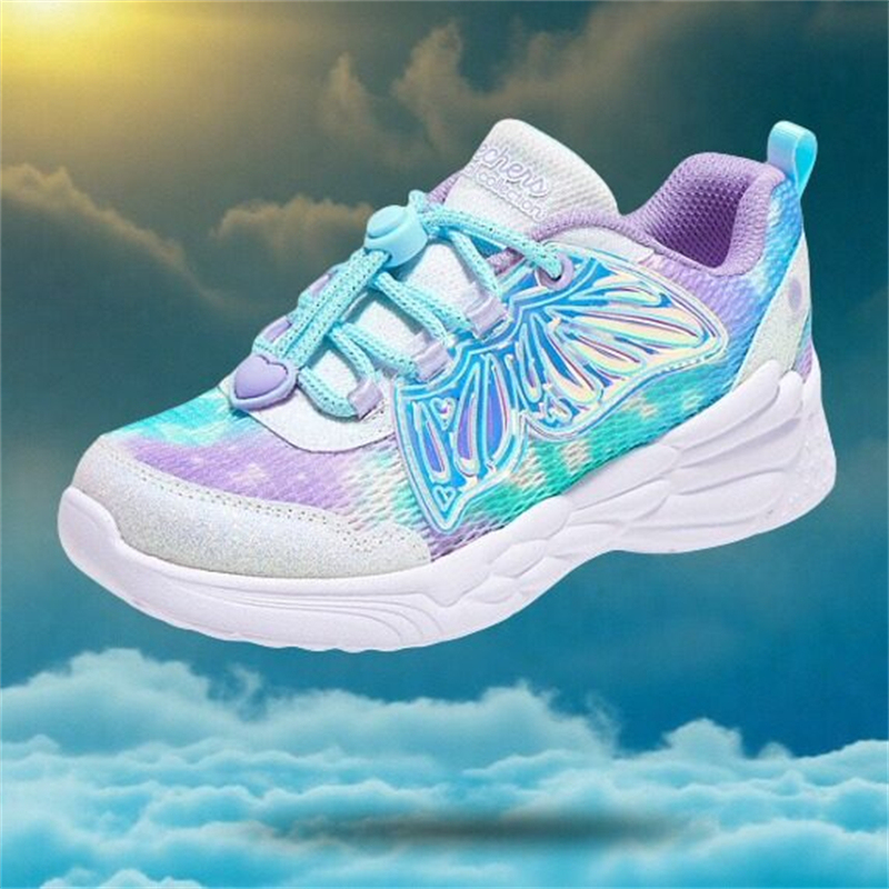 Skechers Kidsren's Flashing Shoes Spring & Fall Fashionable Girls' Princess Casual Light-Up Shoes Comfortable Sneakers