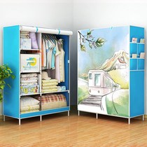 Simple cloth cabinet Steel pipe thickened reinforced dormitory household economical single double wardrobe dustproof assembly storage cabinet