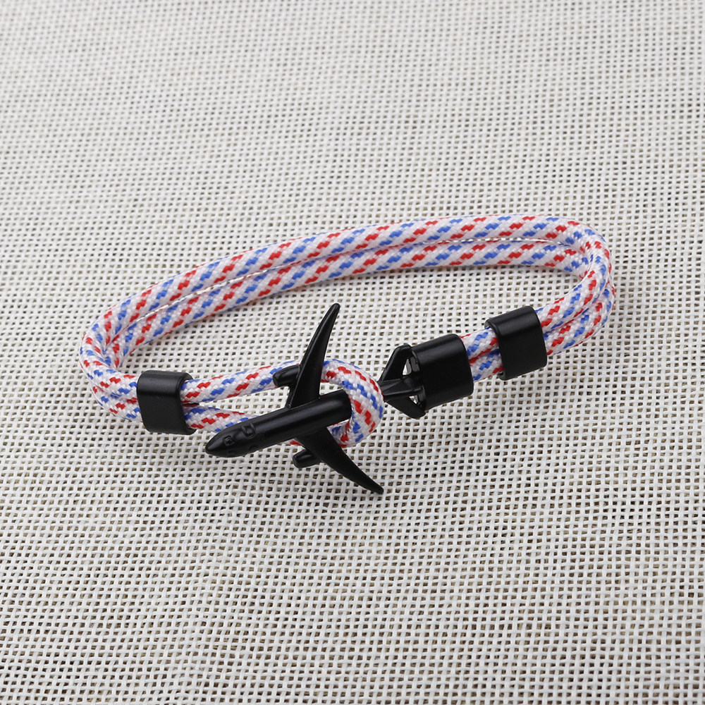 Original design ins plane paracord bracelet pirate anchor style bracelet male and female couple hand rope gift