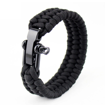Outdoor Espresso black U-buckle with adjustable buckle 7-core umbrella rope survival bracelet hand-woven rope lifeline