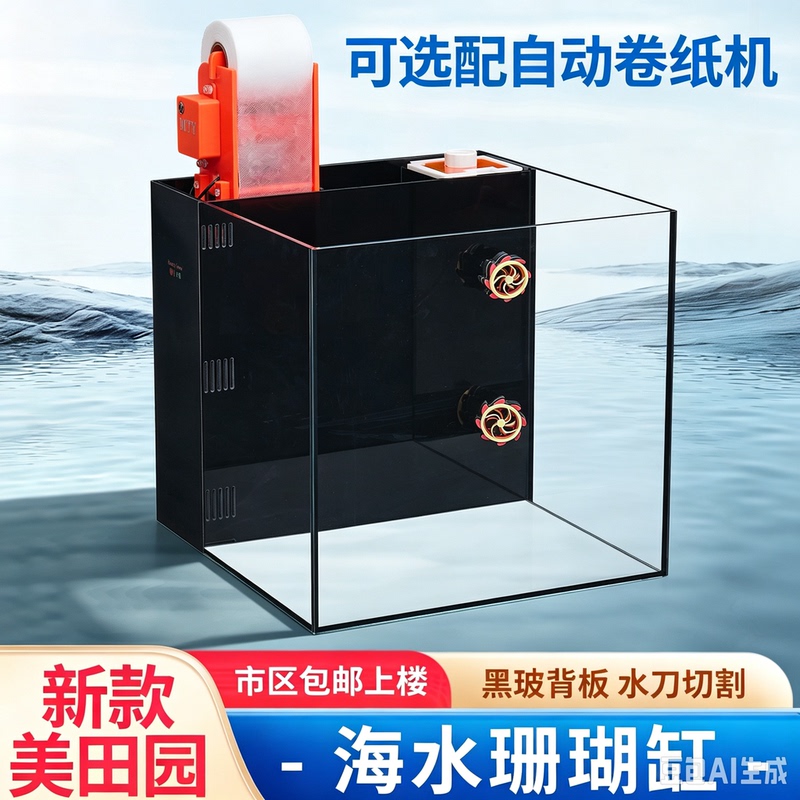 Back-Filtered Coral Clown Quarantine Fish Tank for Beginners, Small to Medium-Sized Desktop Ultra-White Square Tank Back-Filtered Coral Clown Quarantine Fish Tank for Beginners, Small to Medium-Sized Desktop Ultra-White Square Tank